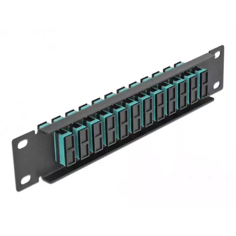 Patch panel in fibra ottica DeLOCK 10 pollici 12 porte SC duplex aqua 1U nero