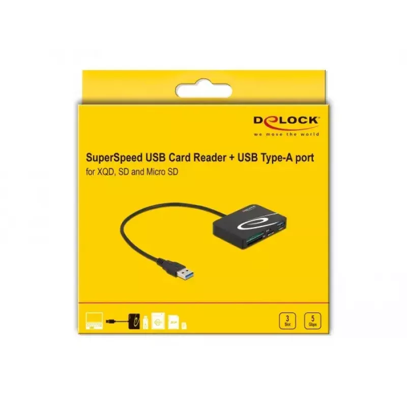 Lettore di schede DeLOCK 91756 nero MicroSD SD MMC USB 5 Mbit/s