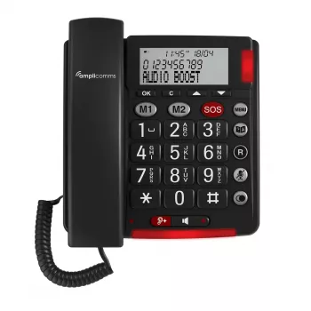 Telefono analogico amplicomms BigTel 50 Alarm Plus identificazione chiamante grigio scuro