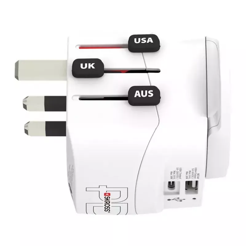 Adattatore spina Power Plug Skross 61663 universale bianco 100-250V 2,4A USB