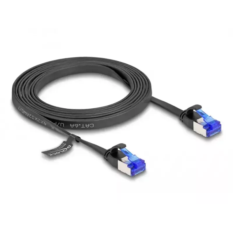 Cavo di rete DeLOCK patch cord piatto RJ45 maschio su maschio Cat.6A 2 m nero