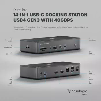 Dock per laptop PureLink VL-D200 con filo grigio USB Power Delivery HDMI 2.0