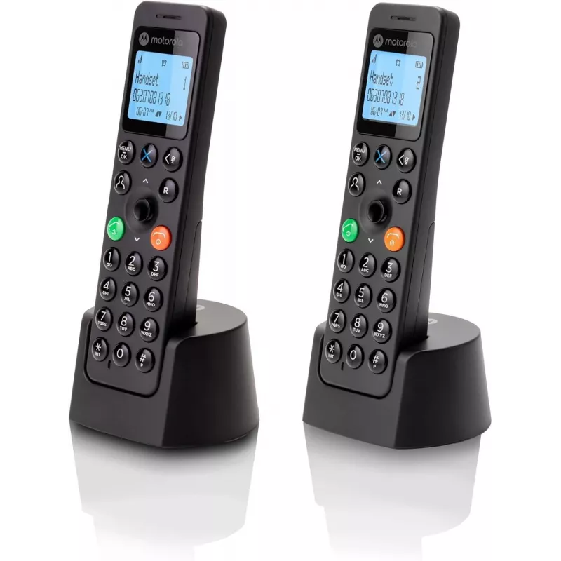Telefono DECT Motorola DOT202 Twin microtelefono cordless identificazione chiamante nero