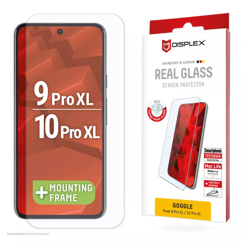 Displex Pellicola protettiva display (10H) per Google Pixel 9 Pro XL, Pixel 10 Pro XL, cornice di montaggio Eco, antigraffio