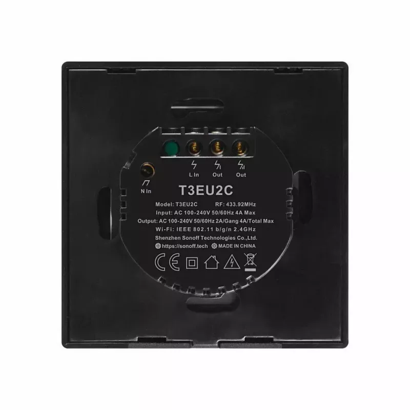 Interruttore touch Sonoff T3 EU TX WiFi RF 433 2 canali – interruttore smart da parete, pannello touch EU