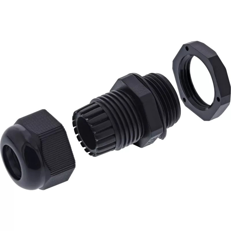 InLine 44010B pressacavo PG 7, IP68, 3,5-6 mm, nylon con guarnizione in neoprene, 10 pz., nero