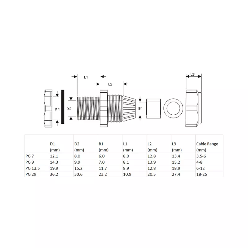 InLine pressacavo nylon IP68 3,5 - 6 mm grigio 10 pz.
