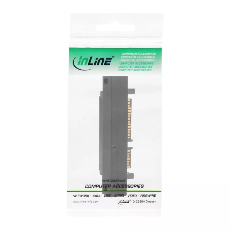 InLine adattatore SATA, M/F, 22 poli (15+7) angolato verso il basso