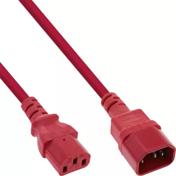 Prolunga cavo alimentazione InLine, C13 / C14, rosso, 0,75 m