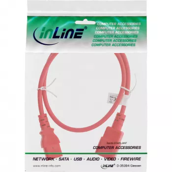 Prolunga cavo alimentazione InLine, C13 / C14, rosso, 0,75 m