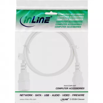 Prolunga cavo alimentazione InLine, C13 / C14, bianco, 0,75 m