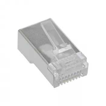 Connettore 8P8C RJ45 maschio schermato per cavo tondo, InLine, confezione da 10, argento