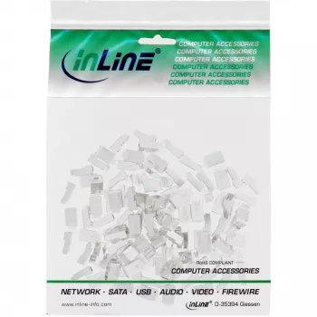Connettore 8P8C RJ45 maschio schermato per cavo tondo, InLine, confezione da 10, argento