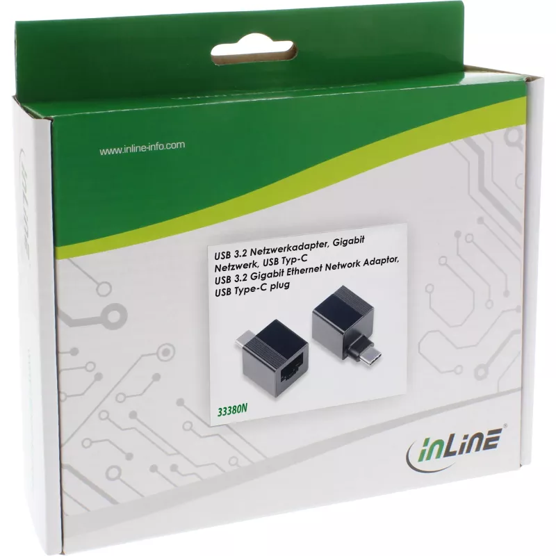 Adattatore di rete InLine USB 3.2 a 1Gb/s, USB-C a RJ45