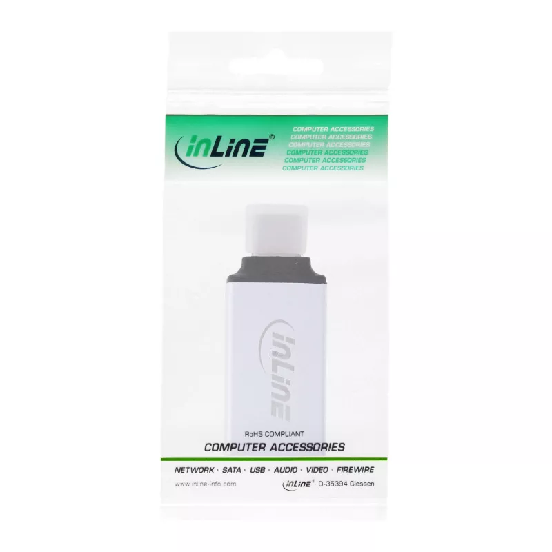 Adattatore USB 3.2 Gen.2 InLine, connettore maschio USB-C a connettore femmina USB-A, argento