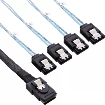 Cavo SAS InLine, Mini SAS SFF8087 a 4x SATA, crossover, OCF, 0,75 m