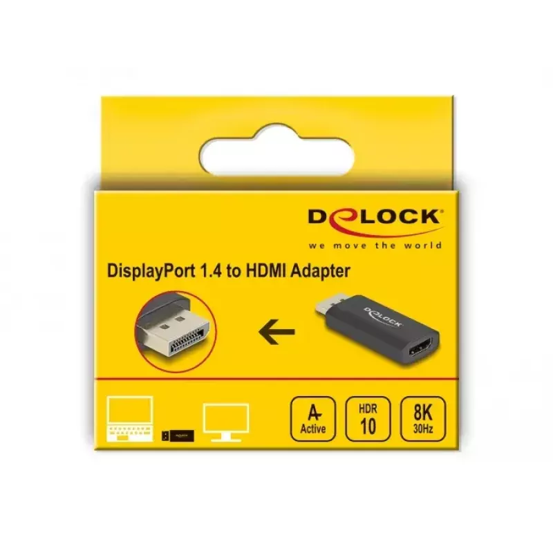 Adattatore attivo DisplayPort 1.4 su HDMI DELOCK 8K HDR nero