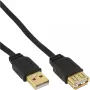 Cavo piatto USB 2.0 InLine Type-A connettore maschio / femmina placcato oro nero 5 m