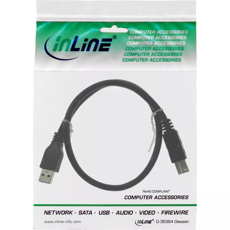 Cavo USB 3.2 Gen.1, connettore maschio Type-A / connettore maschio Type-B, InLine 35310, 1 m, nero