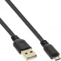 Cavo piatto Micro-USB 2.0 InLine USB A / Micro-B, nero / oro, 0,5 m