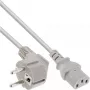 Cavo di alimentazione, CEE 7/7 angolato / connettore maschio IEC C13 tripolare, grigio, 2 m