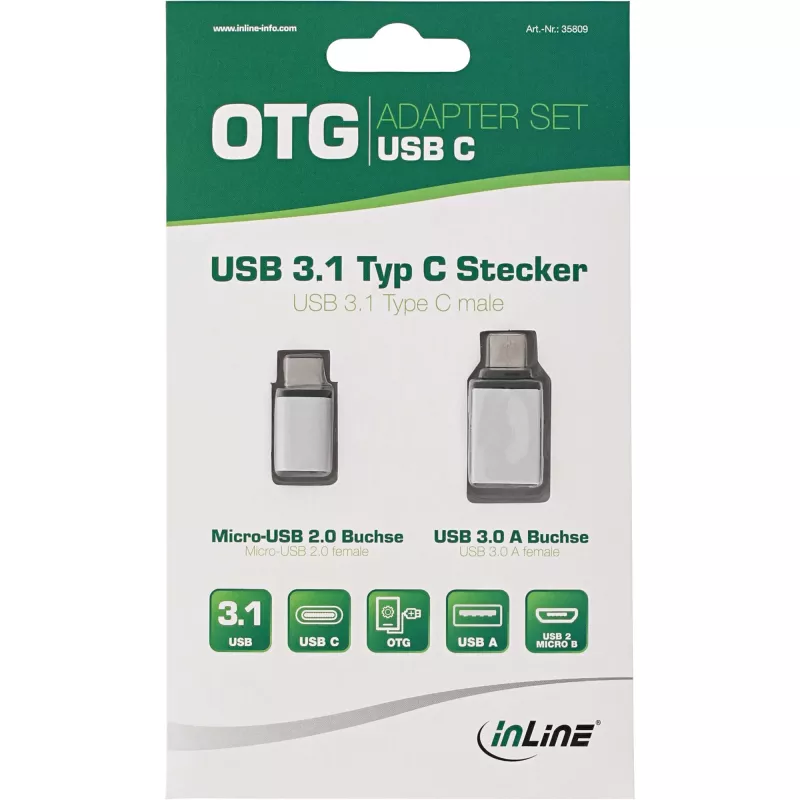 Set adattatori USB-C InLine 35809 USB-C M a Micro-USB F USB3.0 A F