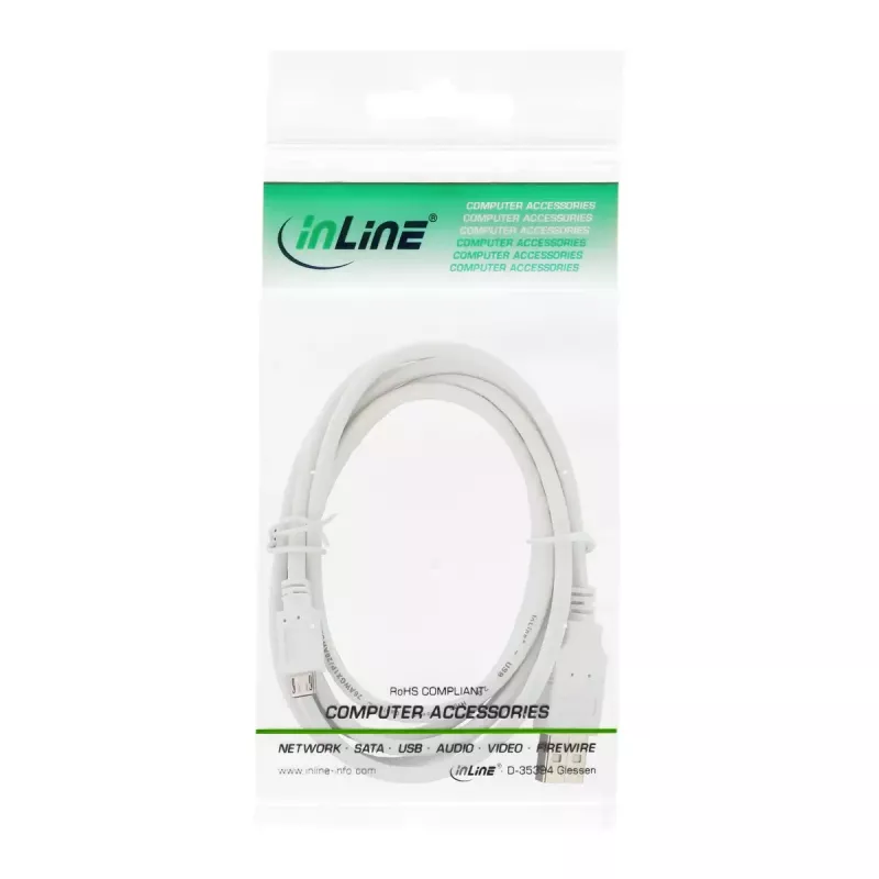 Cavo Micro-USB 2.0 InLine USB Type-A maschio / Micro-B maschio, bianco, 1,5 m