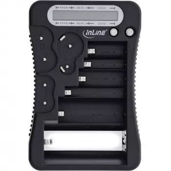 Tester batterie InLine 01285 con display LCD per batterie a stilo e a bottone
