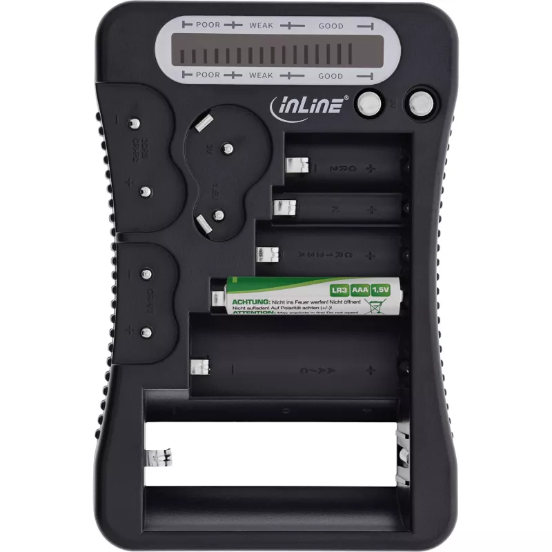 Tester batterie InLine 01285 con display LCD per batterie a stilo e a bottone