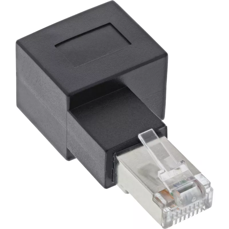 Adattatore per patch cable InLine Cat.6A, RJ45 maschio / femmina, angolato 90° verso destra