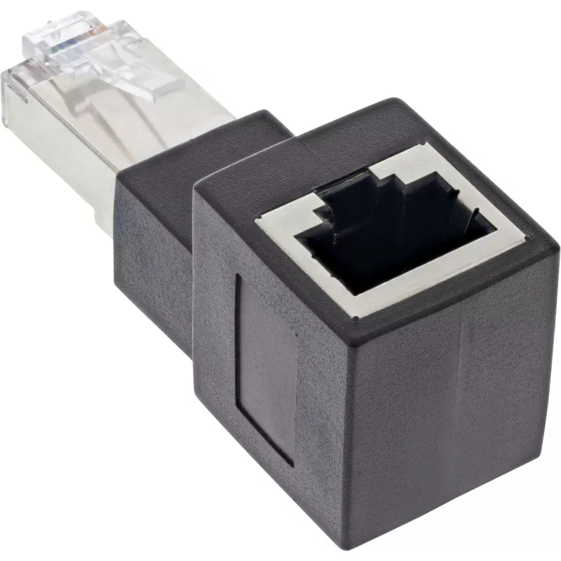 Adattatore per patch cable InLine Cat.6A, RJ45 maschio / femmina, angolato 90° verso l'alto
