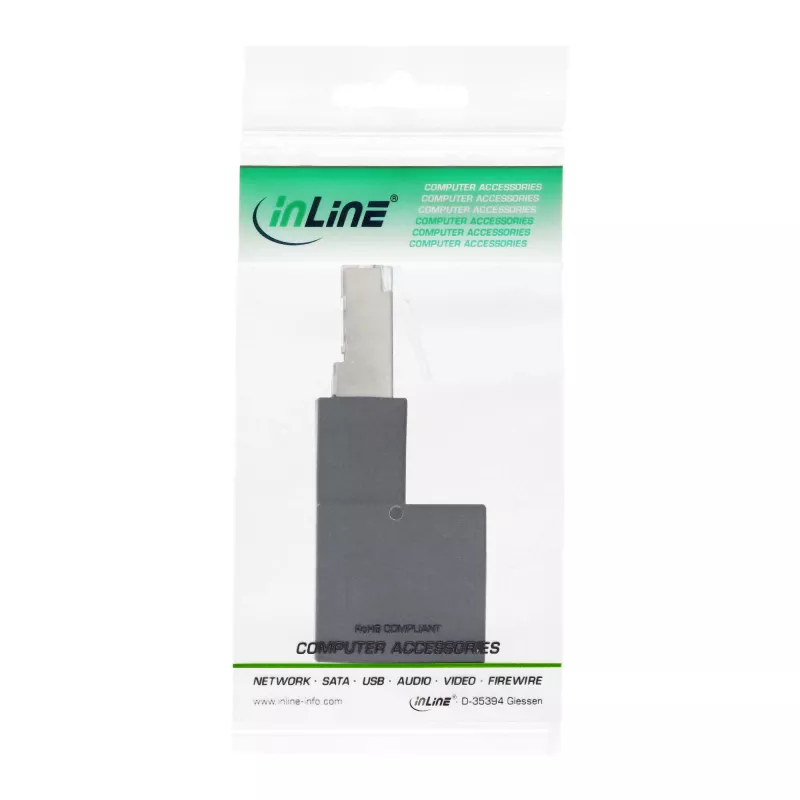 Adattatore per patch cable InLine Cat.6A, RJ45 maschio / femmina, angolato 90° verso l'alto