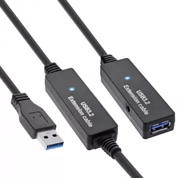 Cavo repeater attivo USB3.2 Gen.1 InLine Type-A maschio / femmina, nero, 20 m