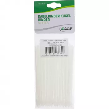 Fascette fermacavi InLine Ball 100 mm bianco, confezione da 100, fascette di fissaggio in plastica