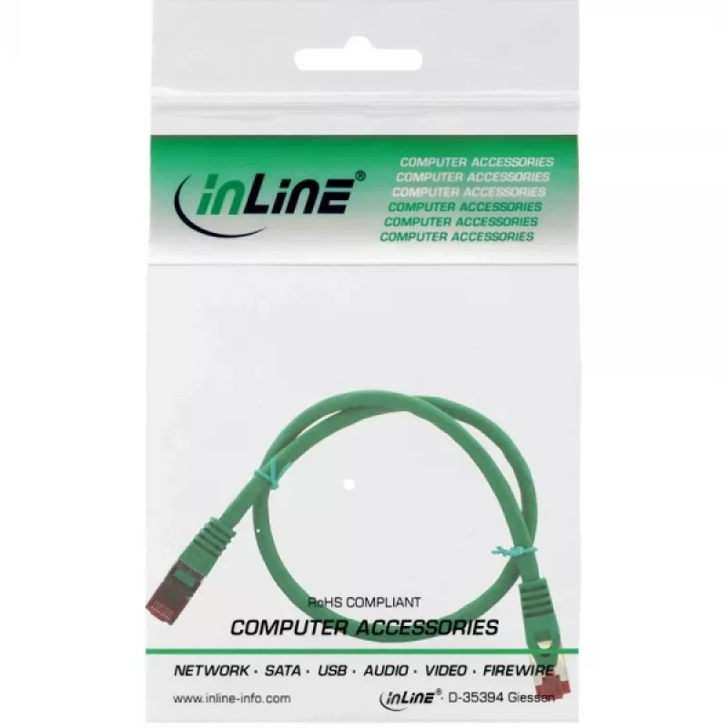 Patch cable InLine S/FTP PiMF Cat.6 250MHz rame halogen-free verde 0,3 m