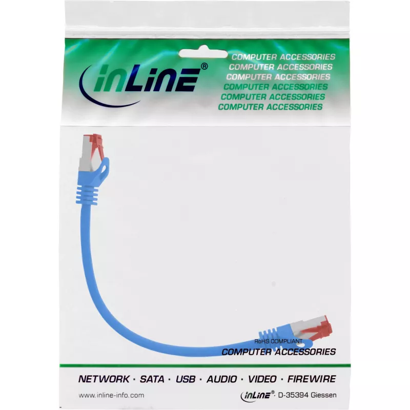 Patch cable InLine S/FTP PiMF Cat.6 250MHz rame halogen-free blu 0,3 m