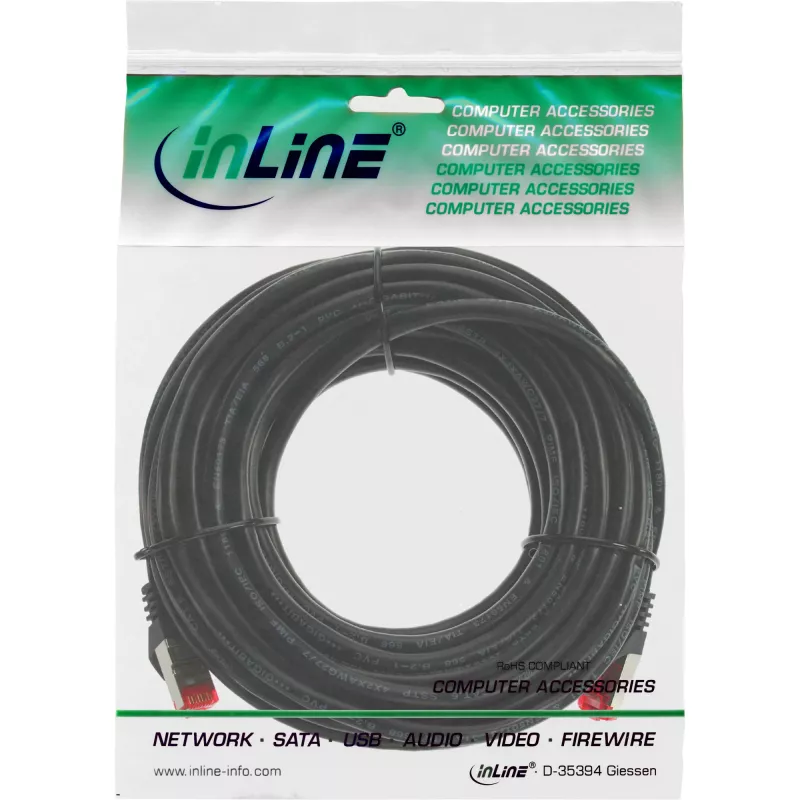 Patch cable InLine S/FTP PiMF Cat.6 250MHz rame halogen-free nero 7,5 m