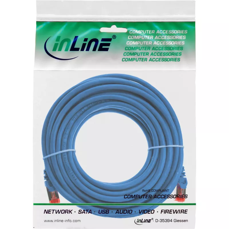 Patch cable InLine S/FTP PiMF Cat.6 250MHz rame halogen-free blu 7,5 m