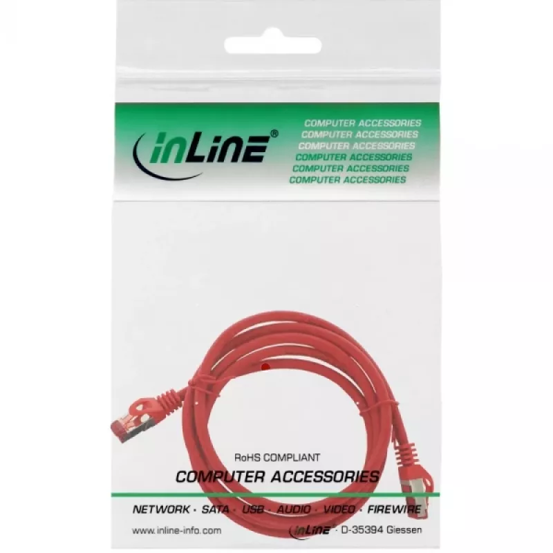 InLine 76912R Cavo patch, S/FTP (PiMf), Cat.6, privo di alogeni, rame, rosso, 1,5 m