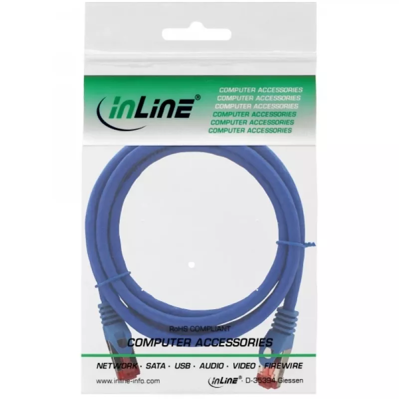 Cavo patch InLine S/FTP PiMF Cat.6 250MHz rame halogen-free blu 1,5m