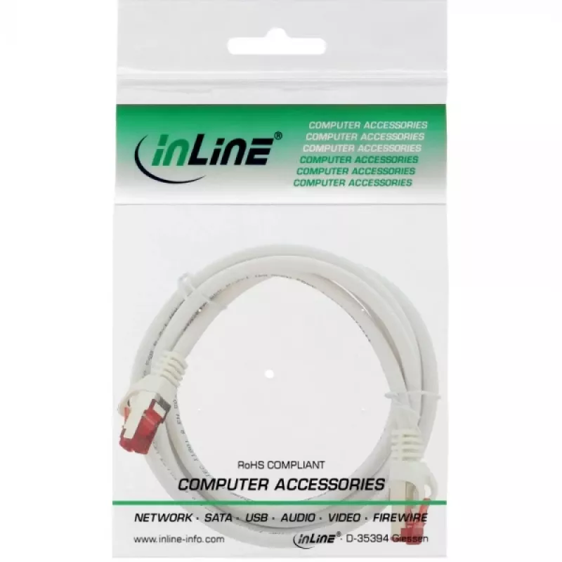 Cavo patch InLine S/FTP PiMF Cat.6 250MHz rame halogen-free bianco 3m