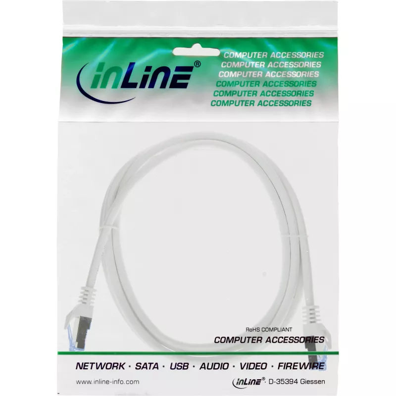 Cavo patch InLine, Cat.6A, S/FTP, TPE flessibile, bianco, 2 m