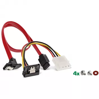 SET staffa di montaggio HDD/SSD InLine con cavo SATA e di alimentazione, angolare, incl. viti