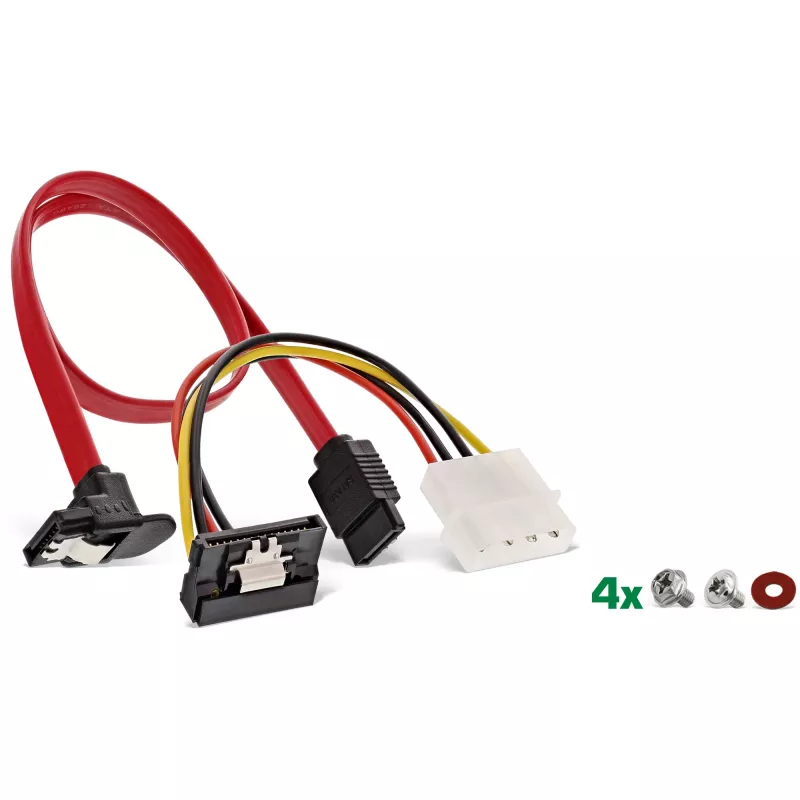 SET staffa di montaggio HDD/SSD InLine con cavo SATA e di alimentazione, angolare, incl. viti