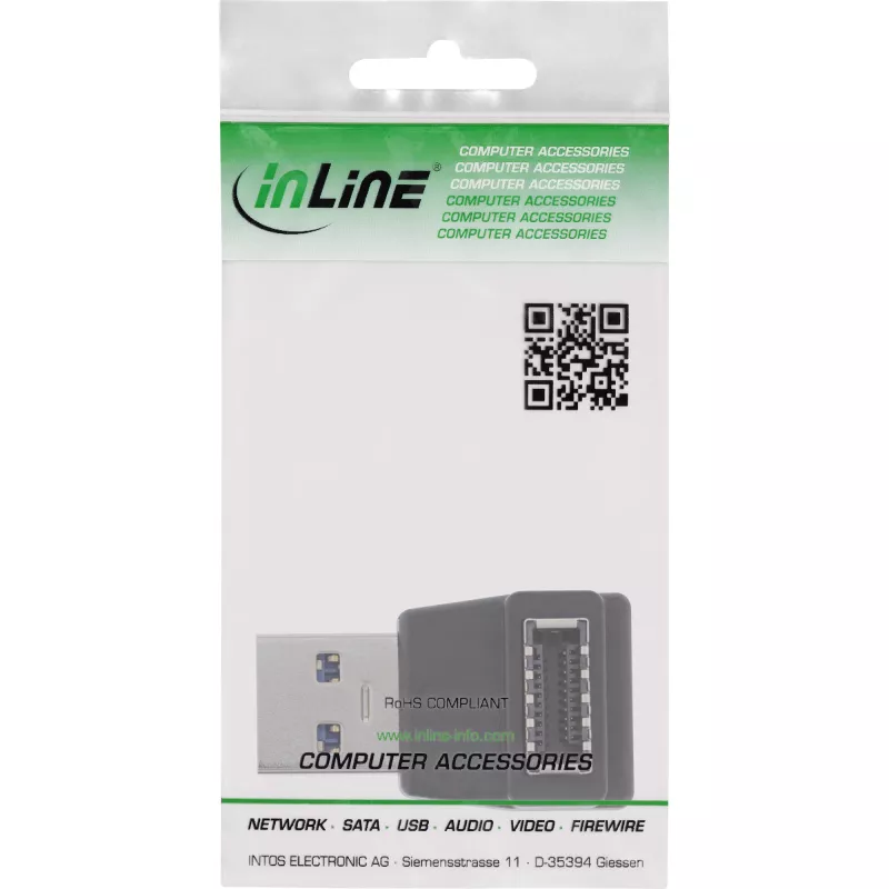 Adattatore USB 3.2 InLine, connettore maschio USB-A su connettore femmina USB-E frontpanel interno