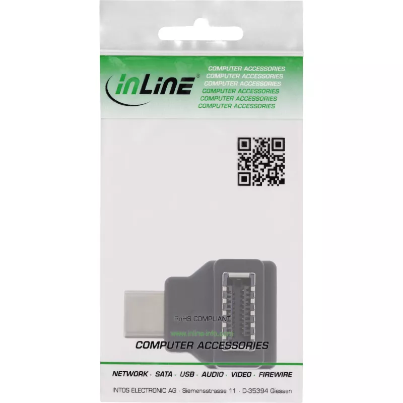 Adattatore USB 3.2 InLine, connettore maschio USB-C su connettore femmina USB-E frontpanel interno
