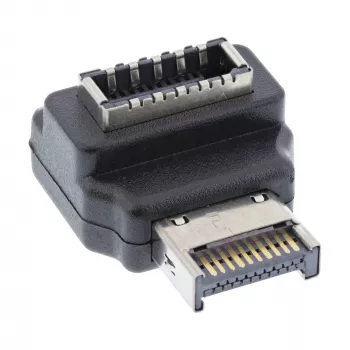 Adattatore USB 3.2 InLine interno, connettore maschio USB-E frontpanel su connettore femmina USB-E 90°