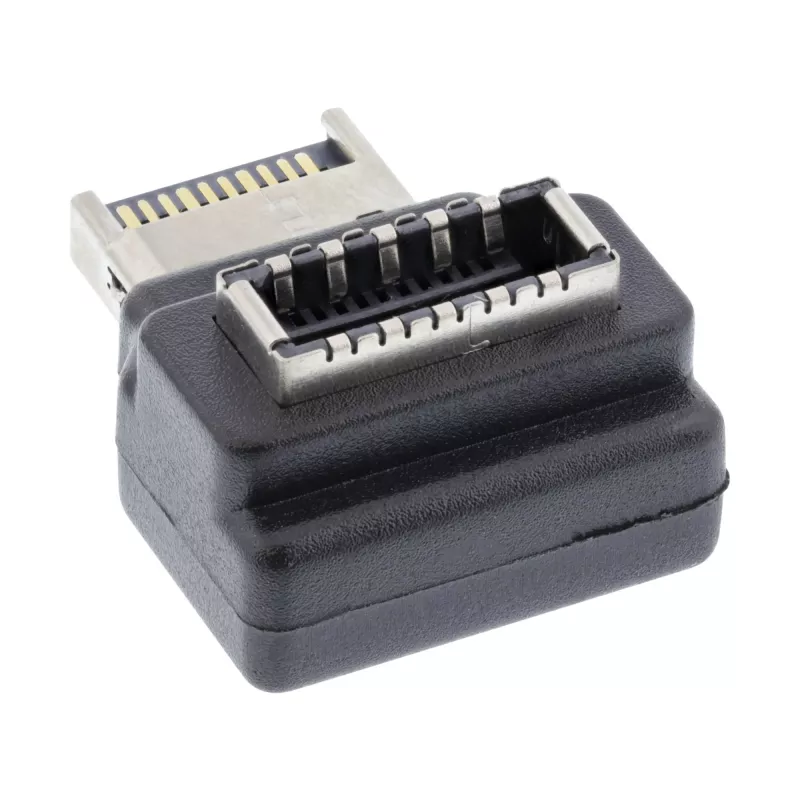 Adattatore USB 3.2 InLine interno, connettore maschio USB-E frontpanel su connettore femmina USB-E 90°