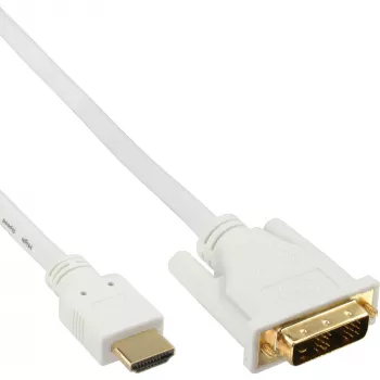 Cavo HDMI-DVI InLine connettore maschio / connettore maschio 18+1 bianco oro 5m