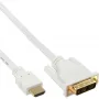Cavo HDMI-DVI InLine connettore maschio / connettore maschio 18+1 bianco oro 5m